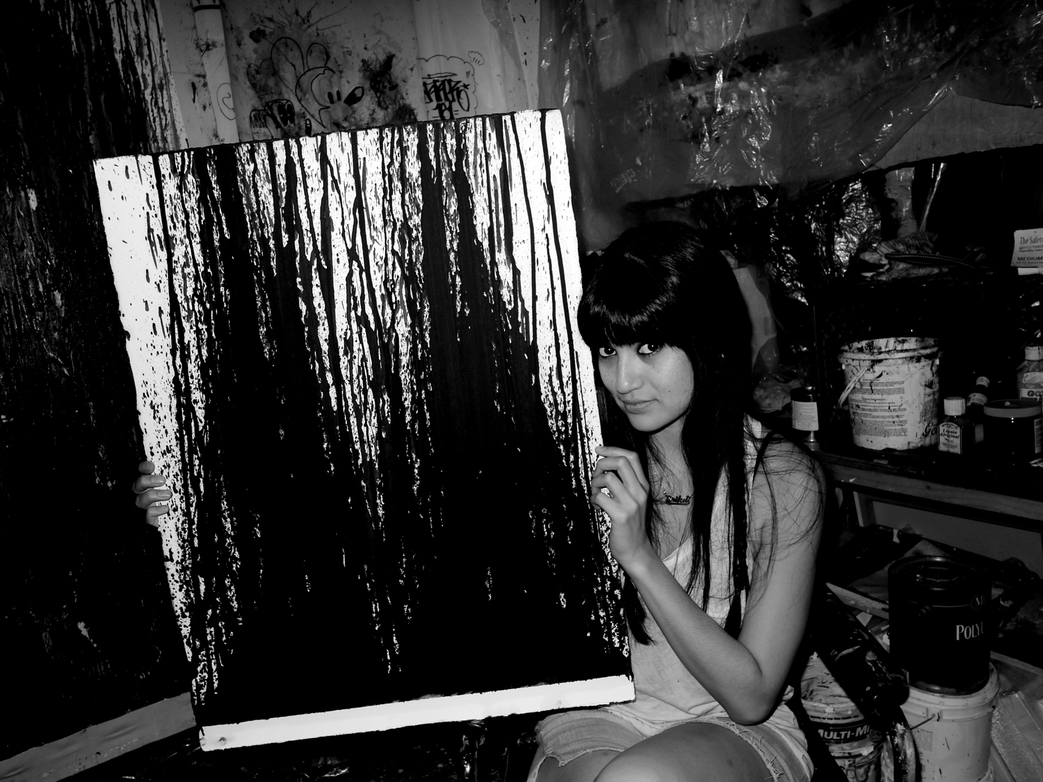 Erik Foss's girlfriend Erica in his studio, New York. Photo Olivier