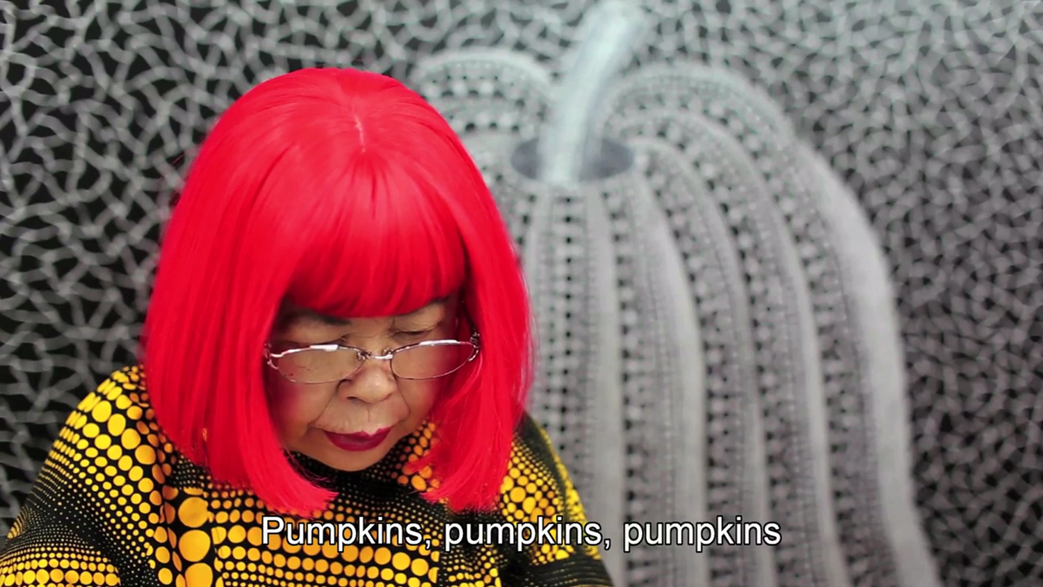 Yayoi Kusama Reading Her Poem "On Pumpkins" purple TELEVISION