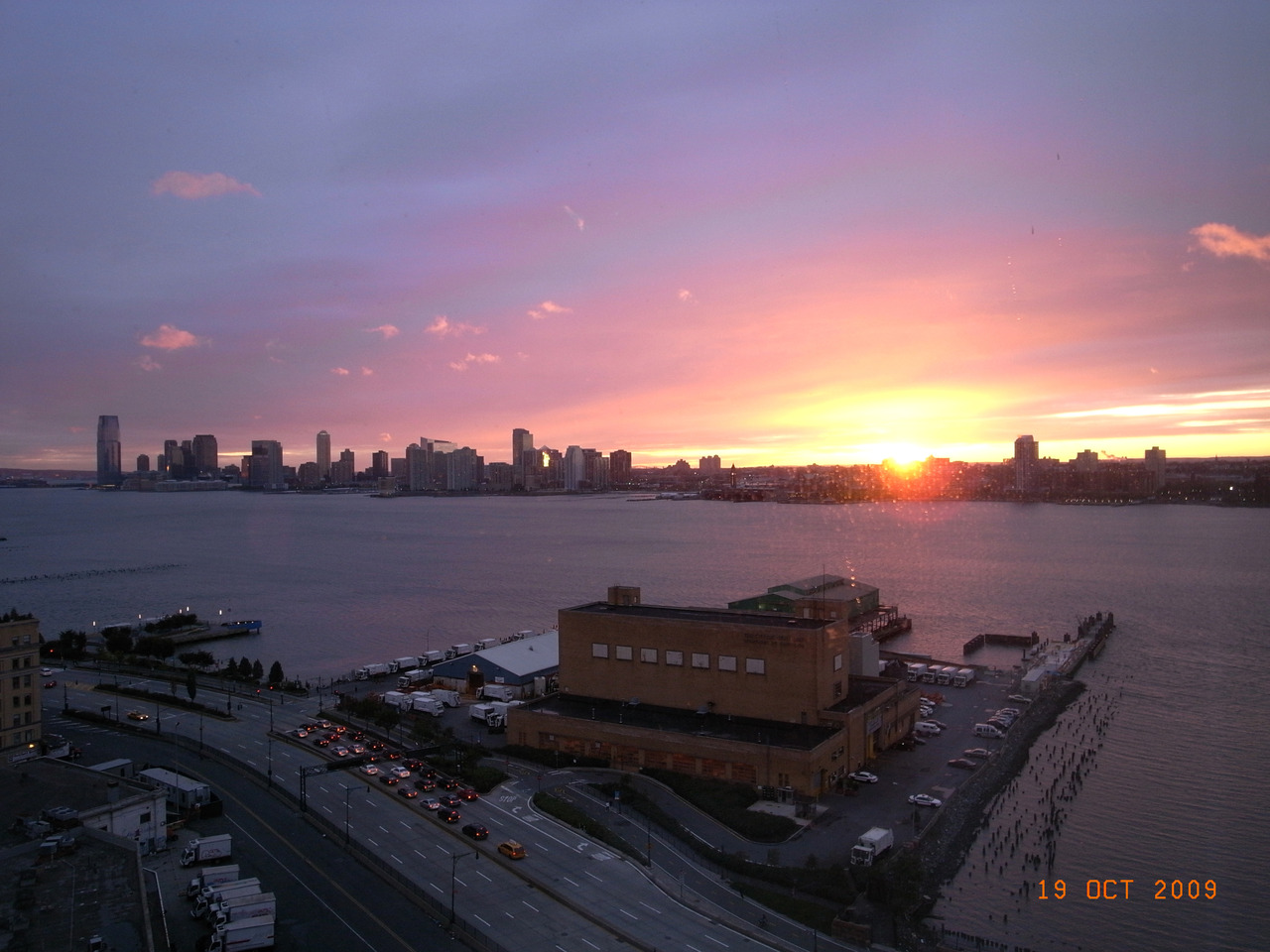The view of the sunset from the Standard Hotel, New York. Photo