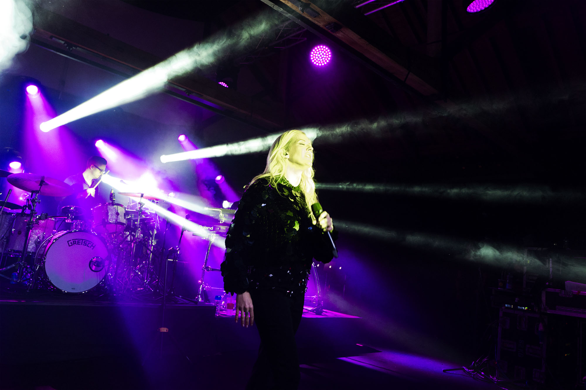 Emporio Armani party at Tobacco Dock, London - purple NIGHT